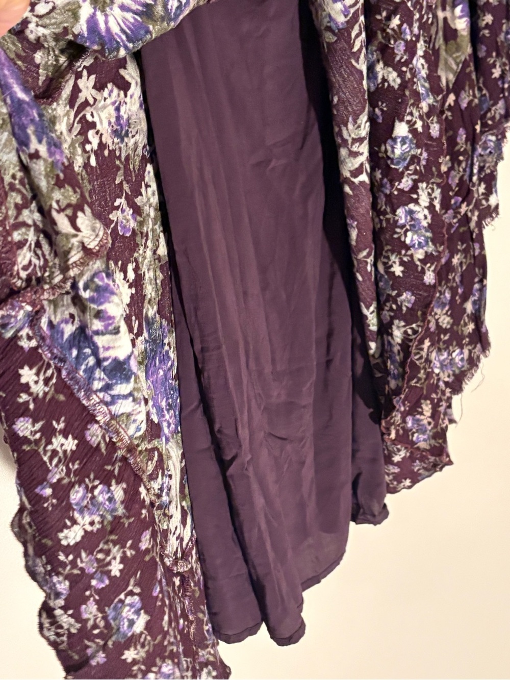 Free People Heart of Gold Purple Floral Bell Sleeve Boho Mini Dress Size S - Picture 5 of 6